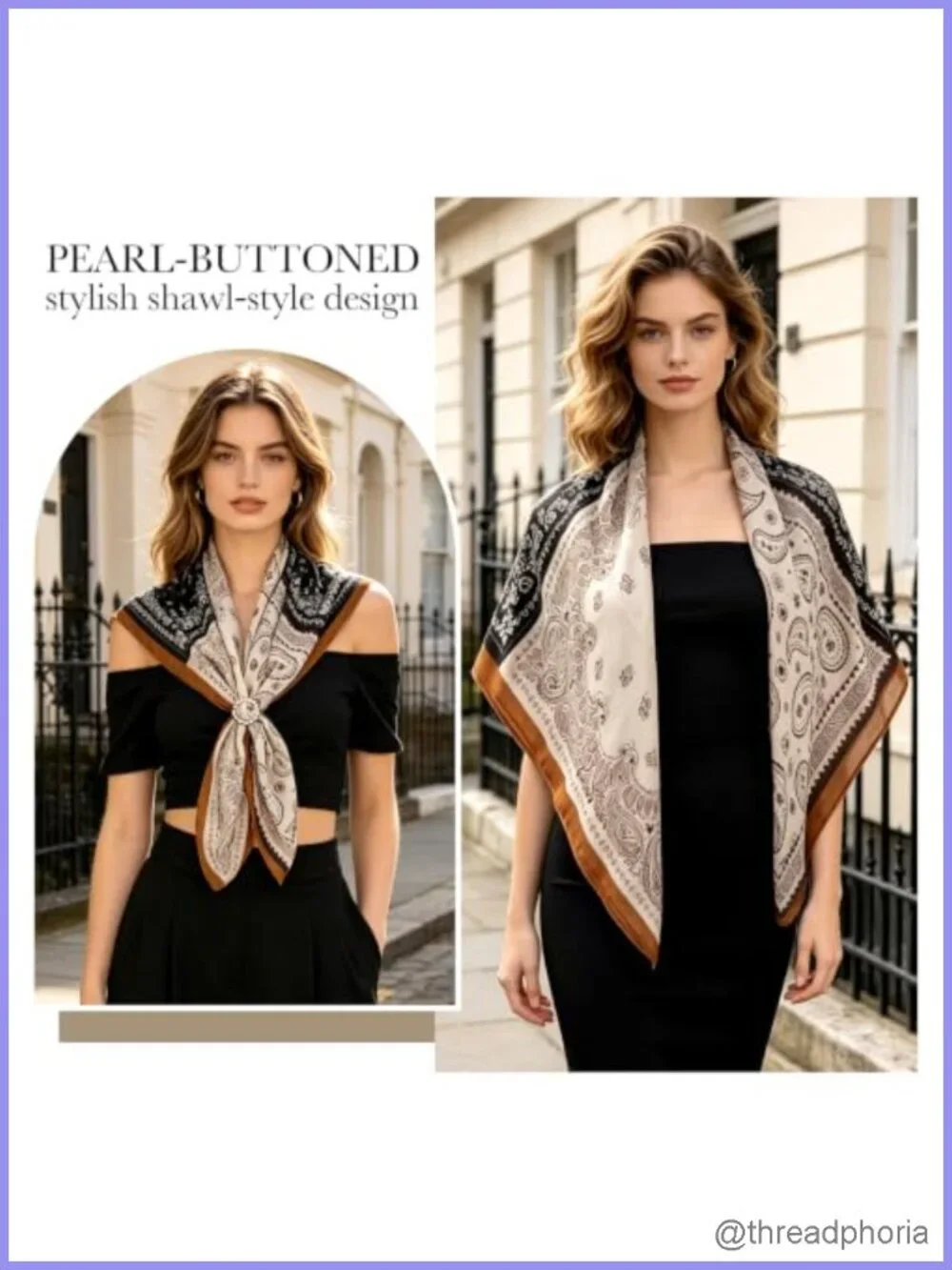 Oversized Bandana Scarf with Ring Polyester Paisley Head Wrap